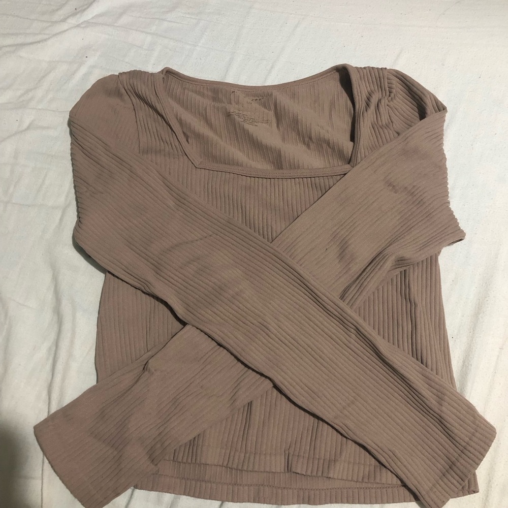 Slightly cropped tan long sleeve